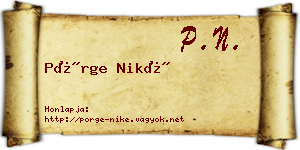 Pörge Niké névjegykártya
